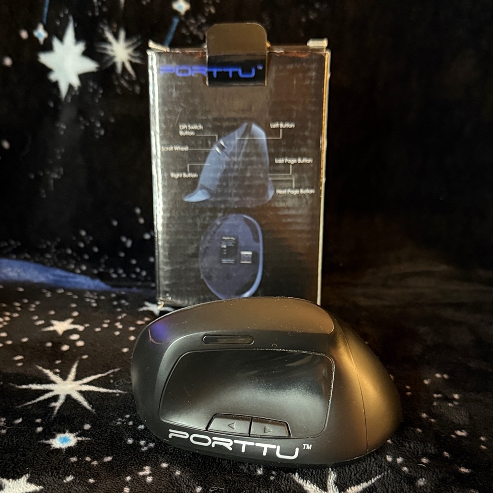 PORTTU Black Wireless Ergonomic Mouse